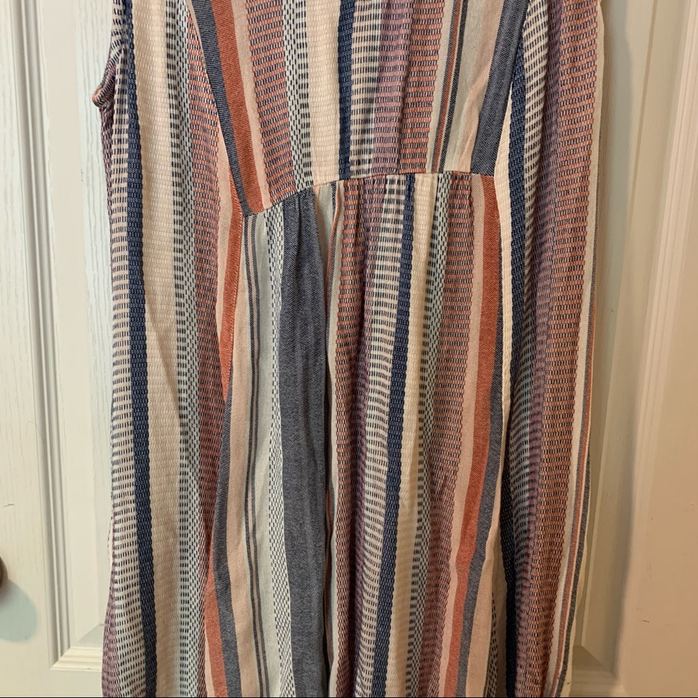 True Craft Striped Patchwork Linen Style Dress - image 4